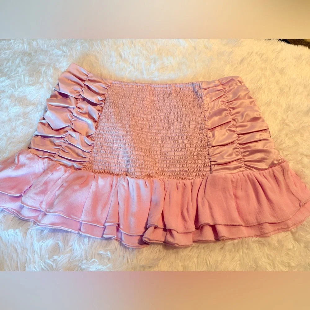NWT MAEVE SATIN CHIFFON RUCHED MINI SKIRT - L - NWT - Picture 9 of 10
